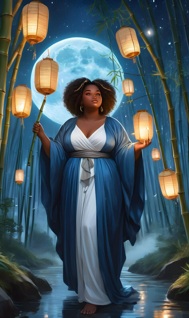 black women in bamboo forest