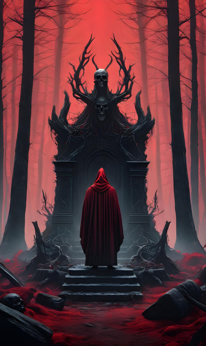 dark alter in a haunted forest