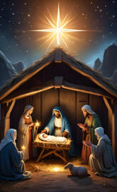 a group of people in robes and head coverings sitting outside a house