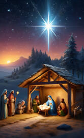 a group of people in robes and head scarves sitting outside a cabin