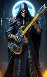 DEATH PLAYS A GOLDEN GUITAR, PEOPLE. AND OF COURSE IT'S METAL!