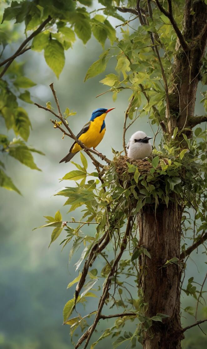 Birds cage in the forest tree
