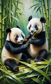 two pandas in a cage