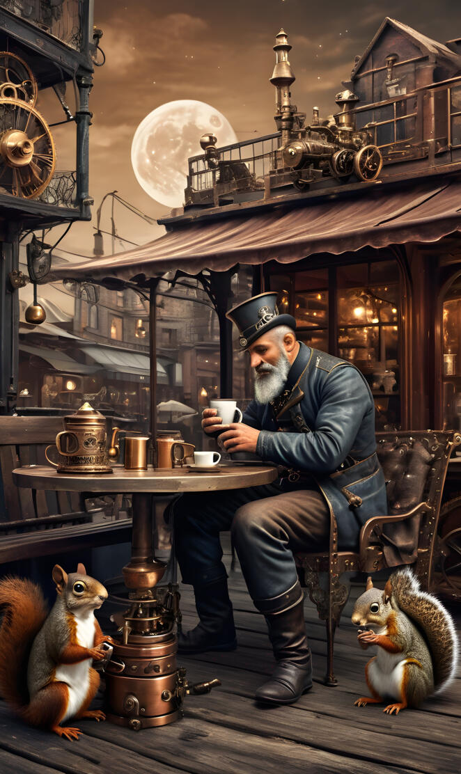 Steampunk Cafe Squirrel