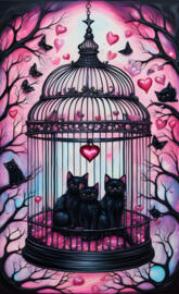 a couple of cats in a cage