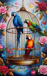a painting of a couple of birds