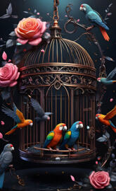 a group of birds on a bird feeder