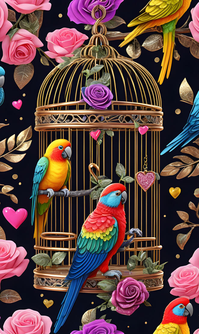 a group of colorful birds on a bird feeder