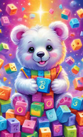 a dog with a lot of colorful objects around it