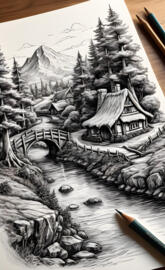 a drawing of a house