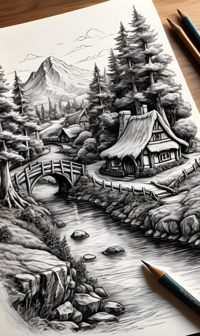 a drawing of a house