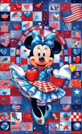 a cartoon character on a colorful background