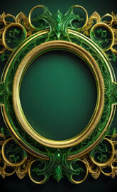 green and gold oval frame