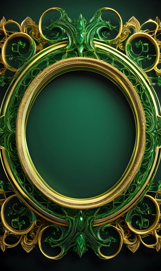green and gold oval frame