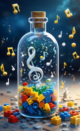 a toy robot with many small blocks