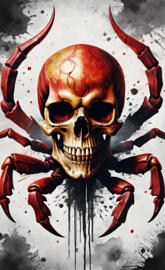 a red and black spider