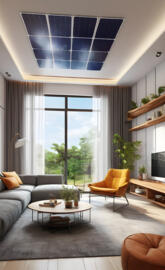 Living room with a solar panel