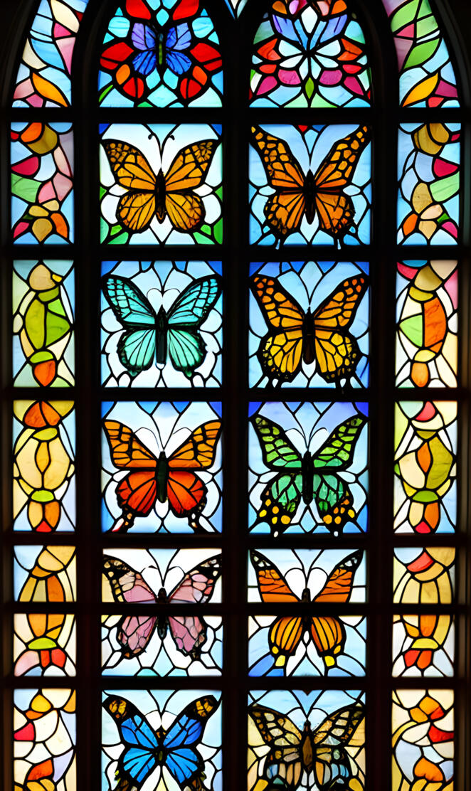 butterflies stainedglass panel