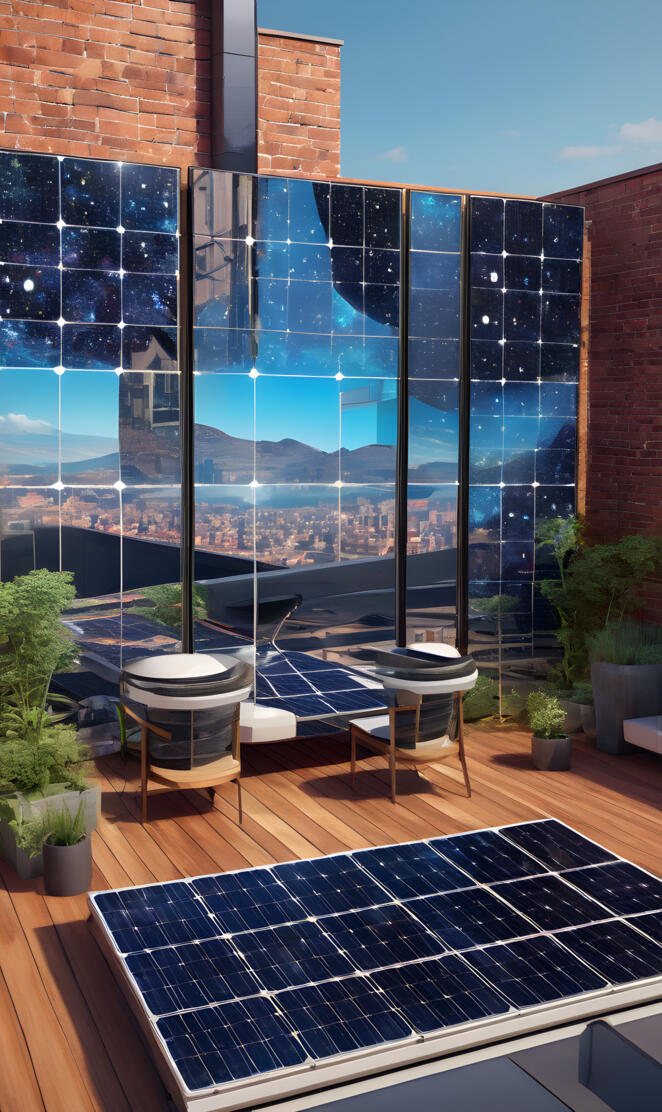 Solarpunk Solar panel Community Patio