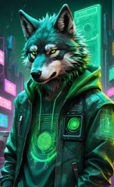 Green Hacker Wolf