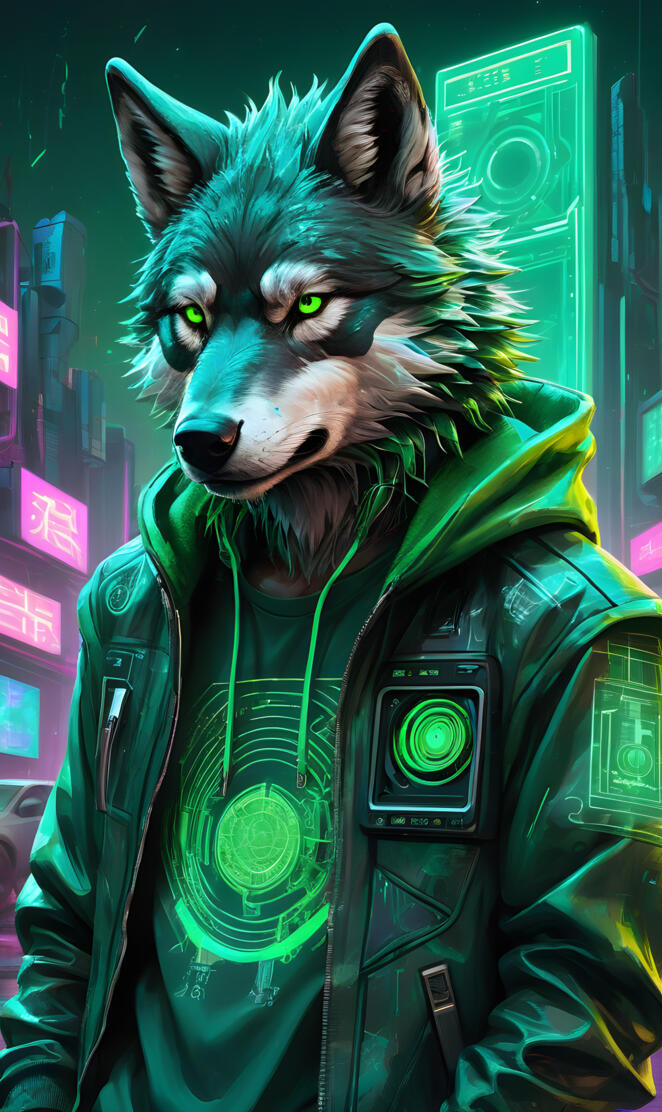 Green Hacker Wolf
