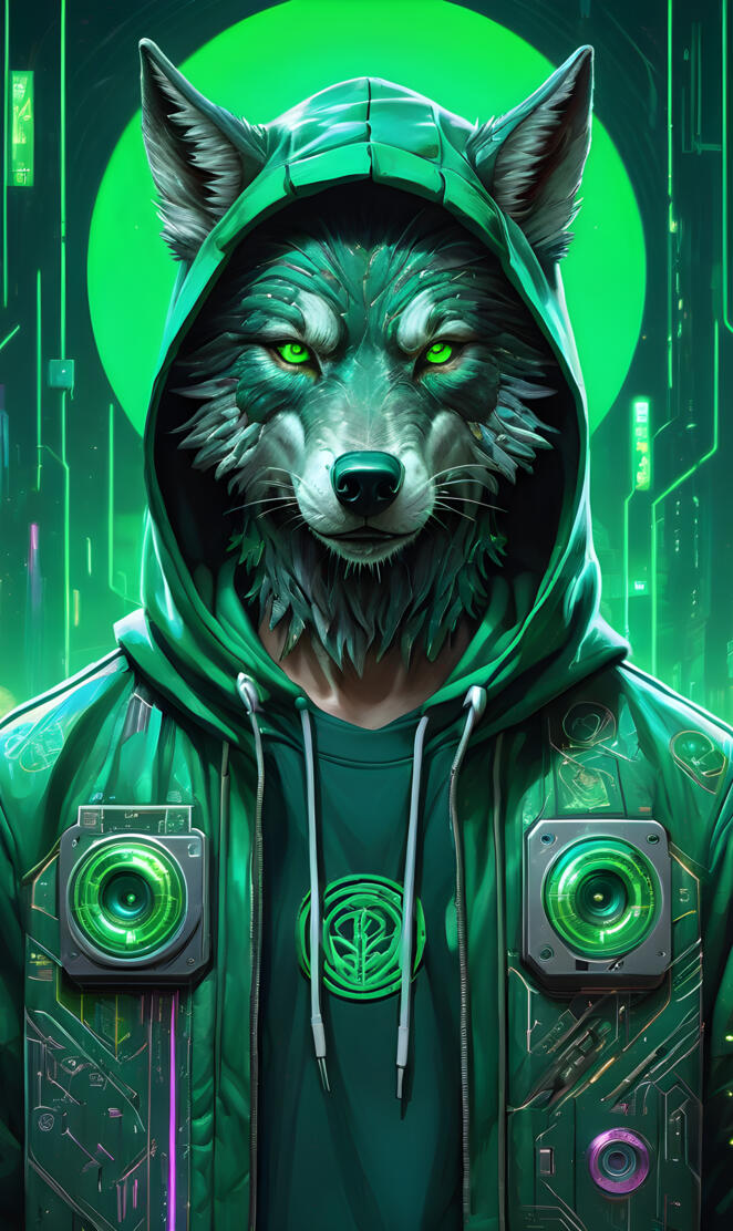 Green Hacker Wolf