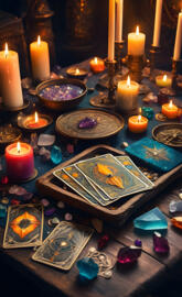 Tarot cards and crystals