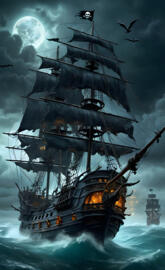 a pirate ship in the ocean