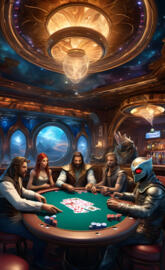 a group of people sitting around a table with a game board