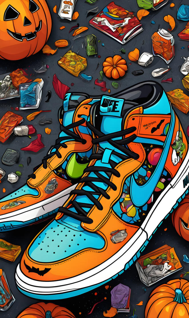 a board game with many pieces of dice and a cartoon character