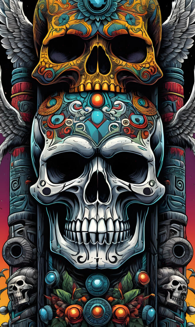 colourful skull