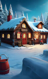 a house with a snow covered yard