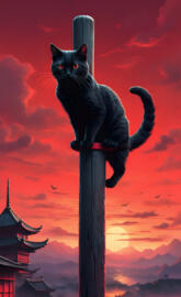 cat onna pole