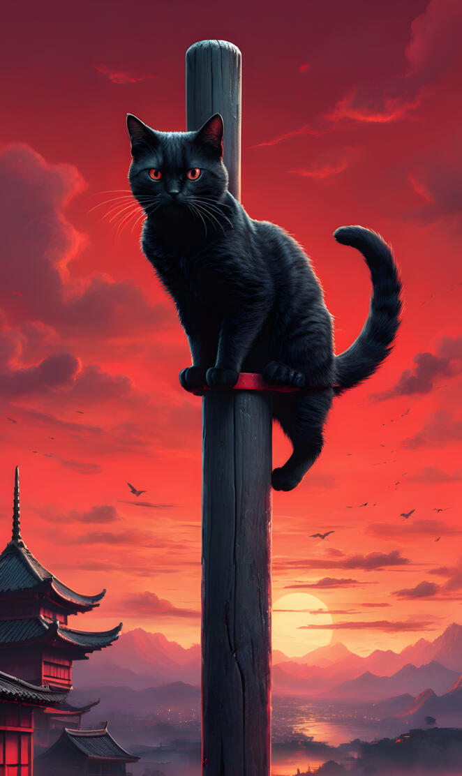 cat onna pole