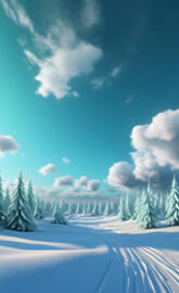 a snowy landscape with trees