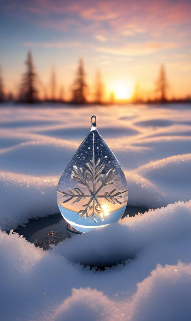 a glass ball floating on water