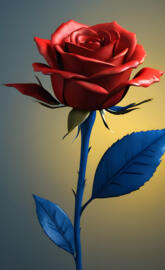 a red rose on a blue pole