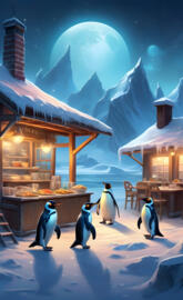 penguins walking on a beach