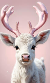 a white goat with antlers