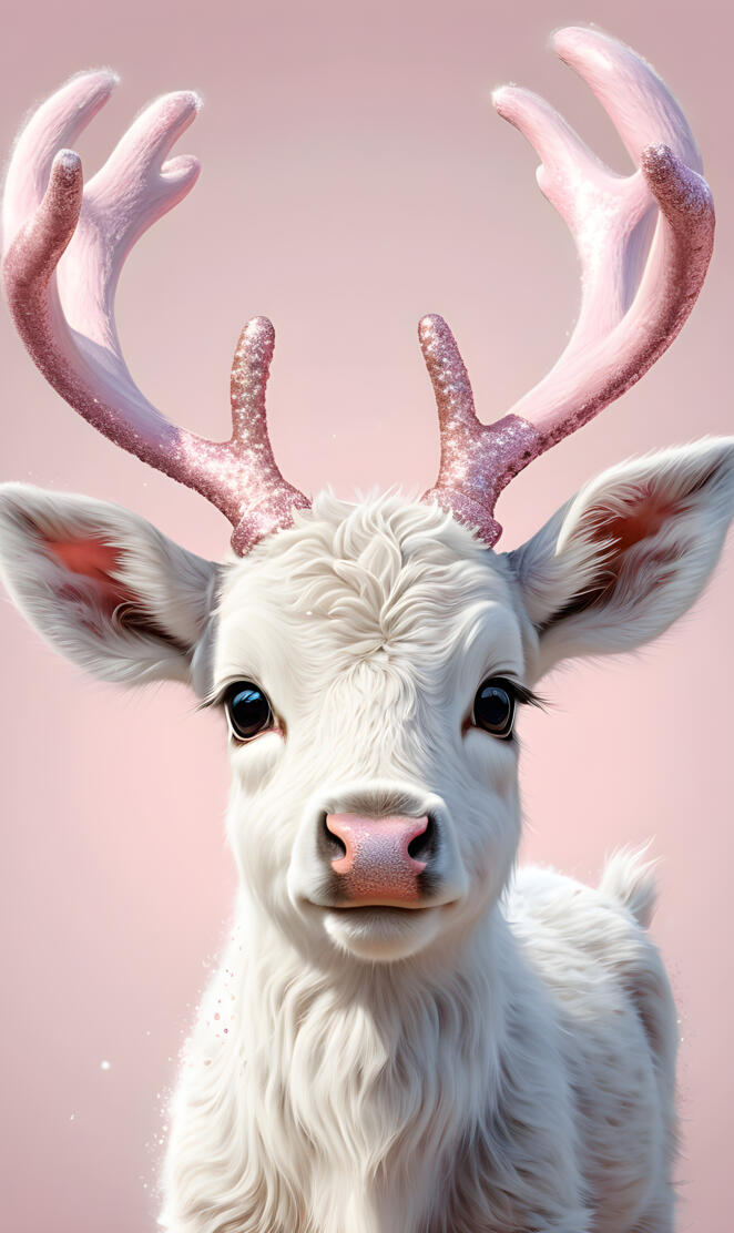 a white goat with antlers