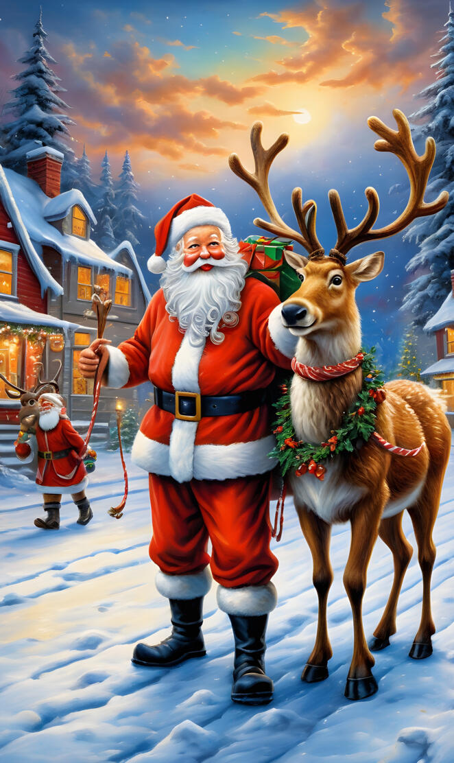Santa and reindeer