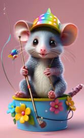 a small animal wearing a hat