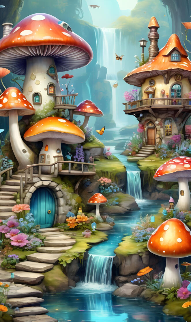 mushroom house wallpaper