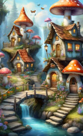 mushroom house wallpaper