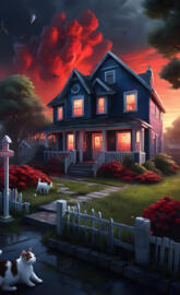 a house with a red roof