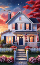 a house with a flag on the roof