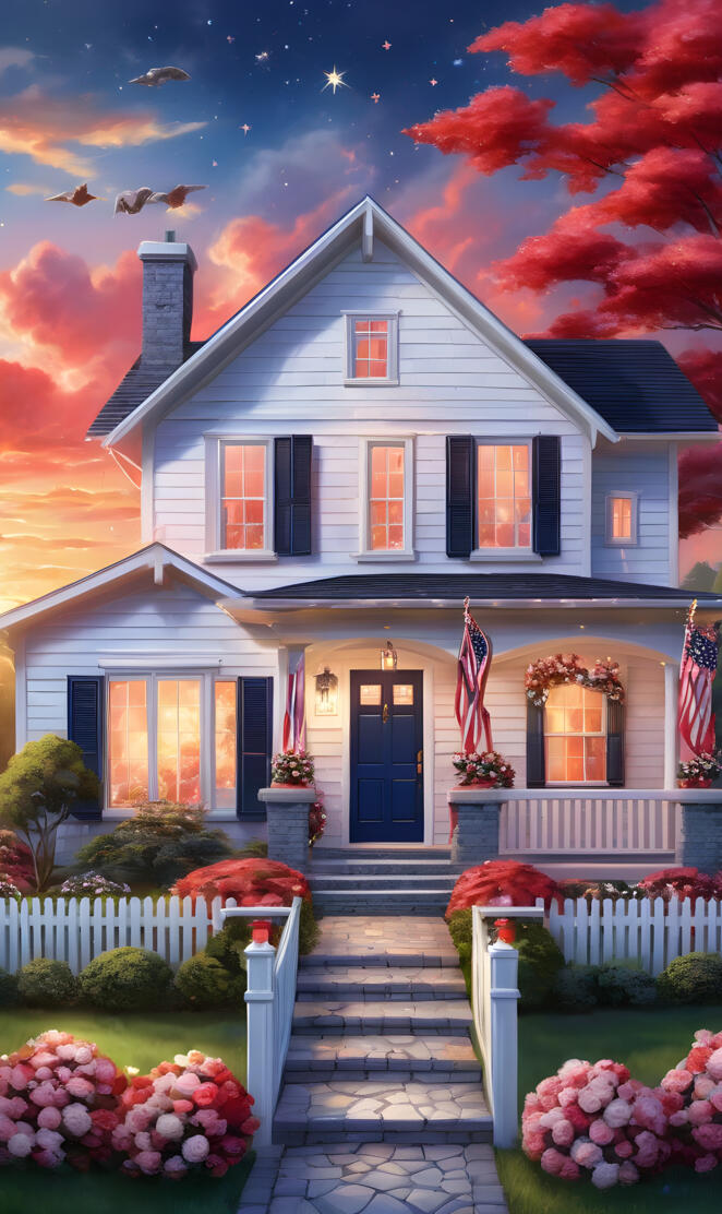 a house with a flag on the roof