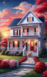 a house with a large front yard