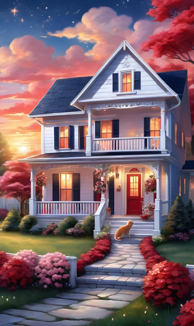 a house with a large front yard