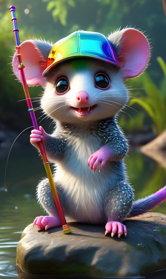 a small animal holding a string